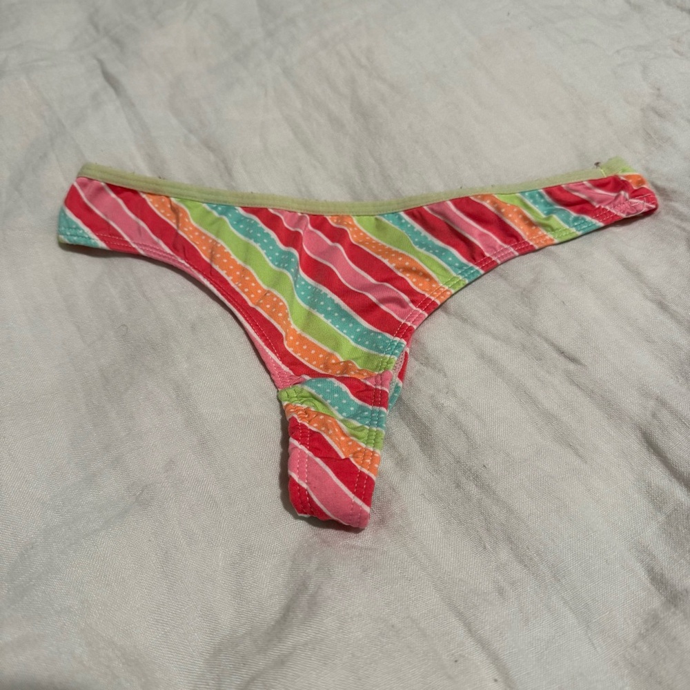 Colorful Striped Thong Panty - Multi